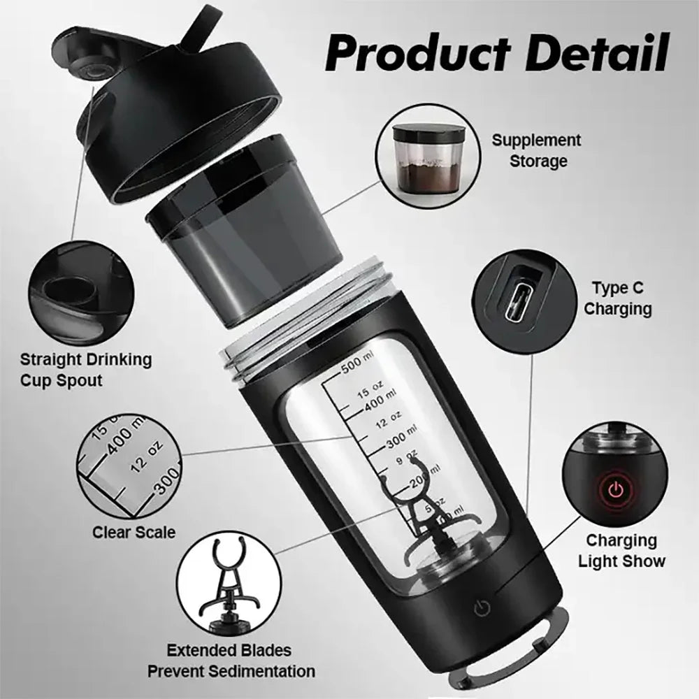 Gym Electric Shaker Cup Electric Protein Shaker Cup  Fast Charging Portable Design