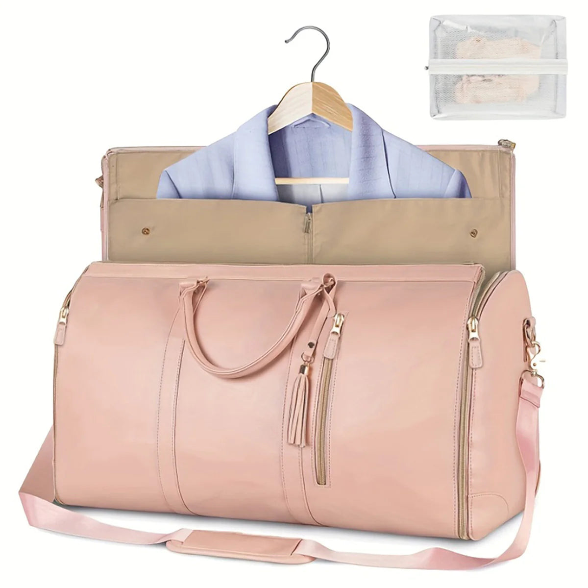Leather Travel Folding Duffle Bag for Unisex