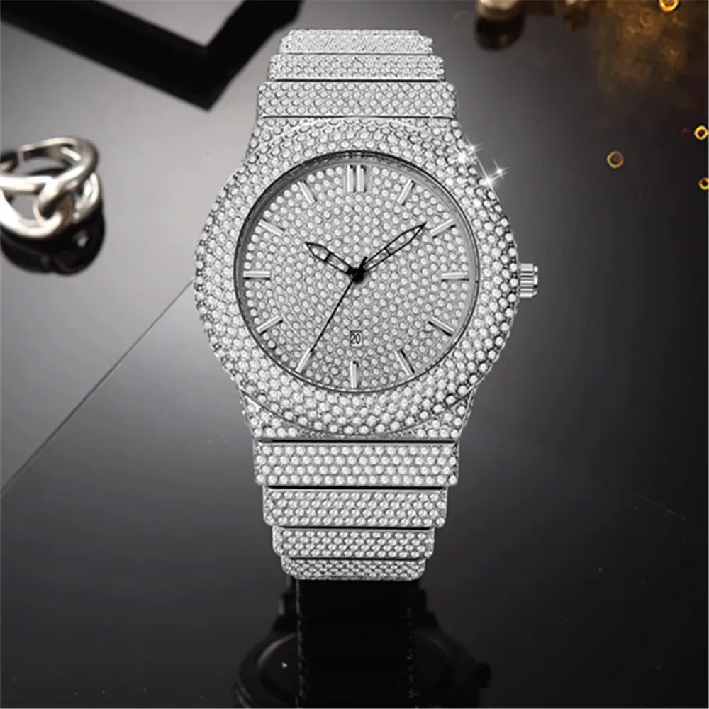 Men's Diamond Quartz Calendar Watch