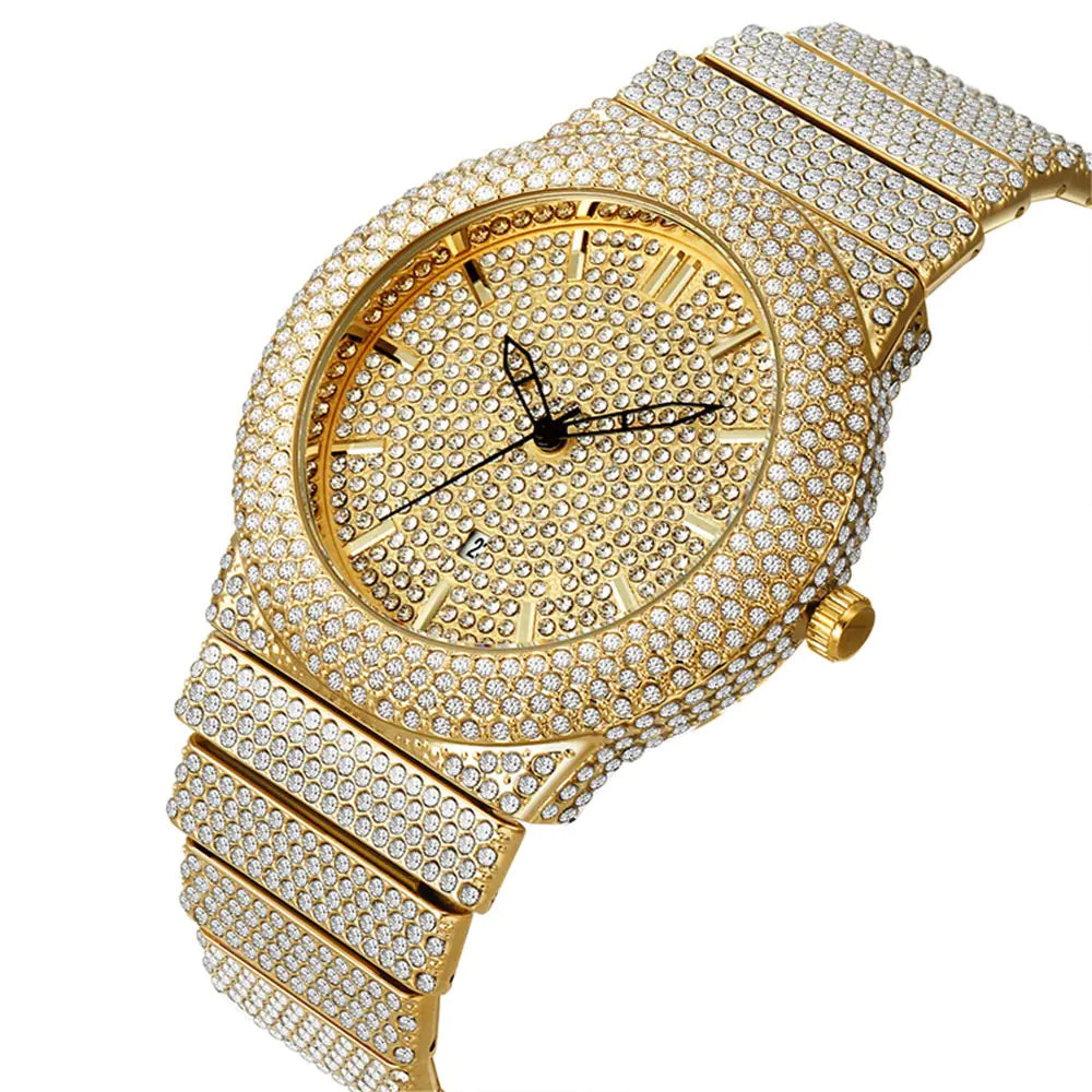 Men's Diamond Quartz Calendar Watch
