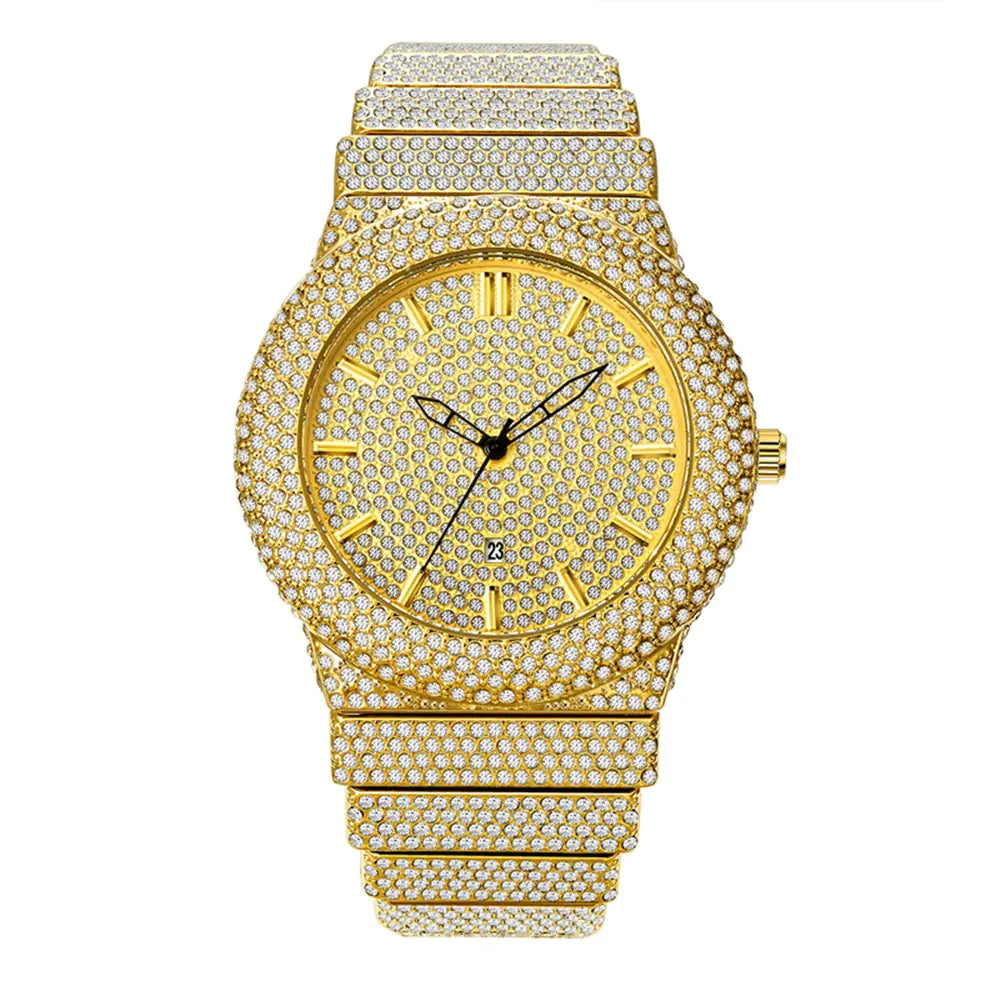 Men's Diamond Quartz Calendar Watch