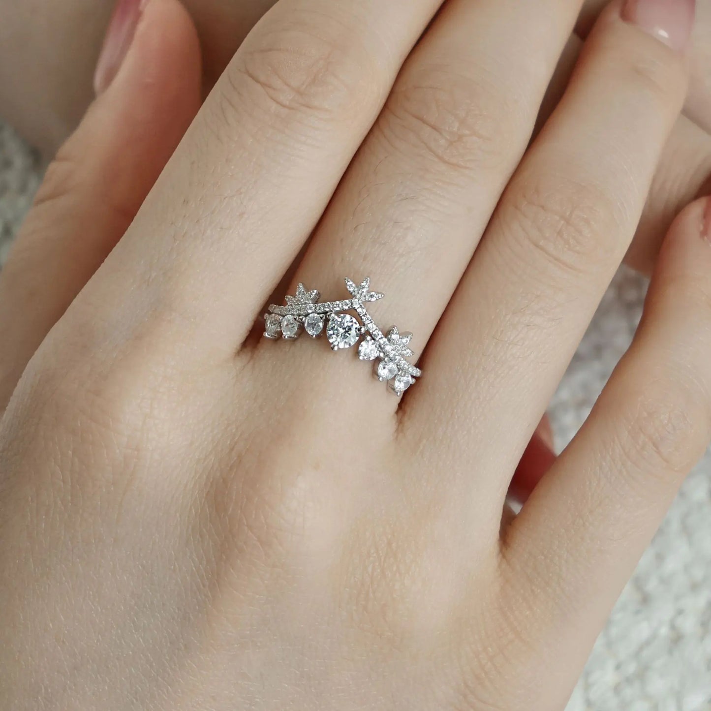 Luxury S925 Sterling Silver Ring in Korean Style