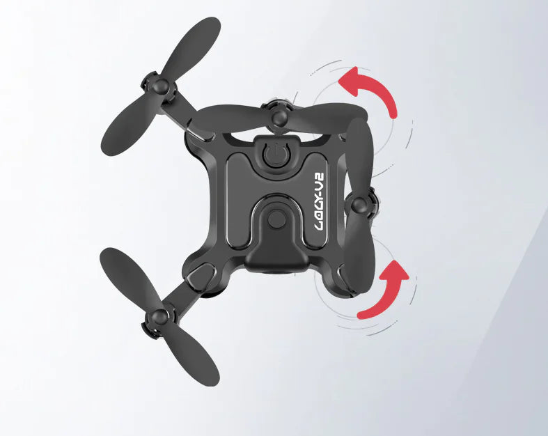 Black drone with propellers on a white background