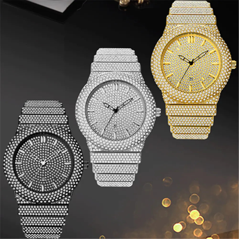 Men's Diamond Quartz Calendar Watch
