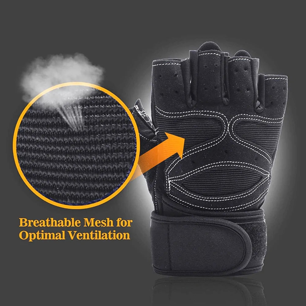 Non-Slip Gym Gloves with Adjustable Wrist Closures