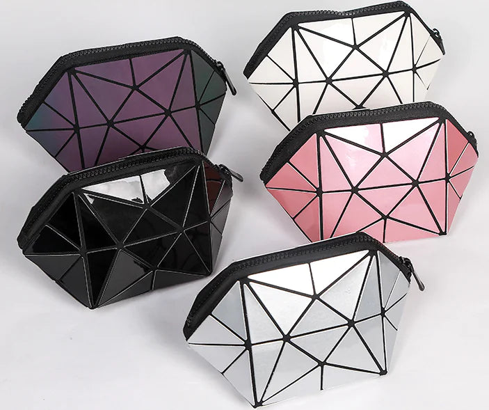 Geometric Cosmetic Bag for Women - Lightweight Travel Organizer