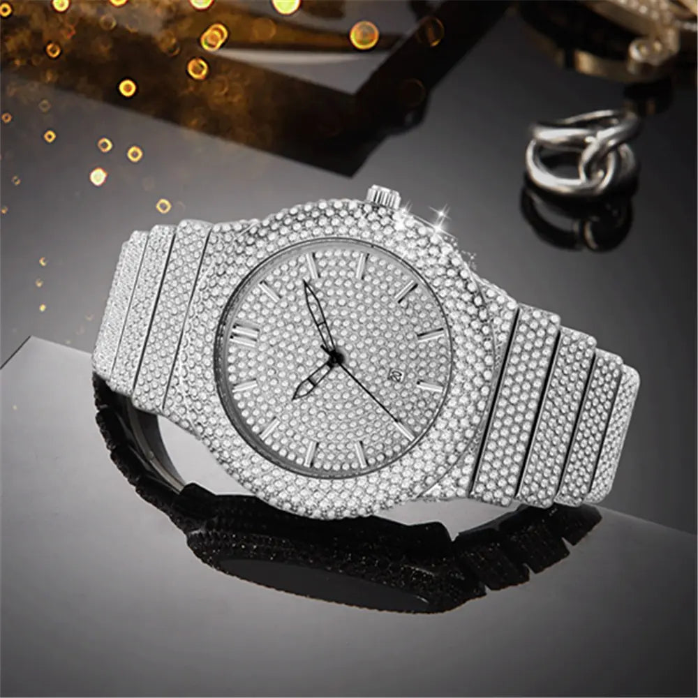 Men's Diamond Quartz Calendar Watch