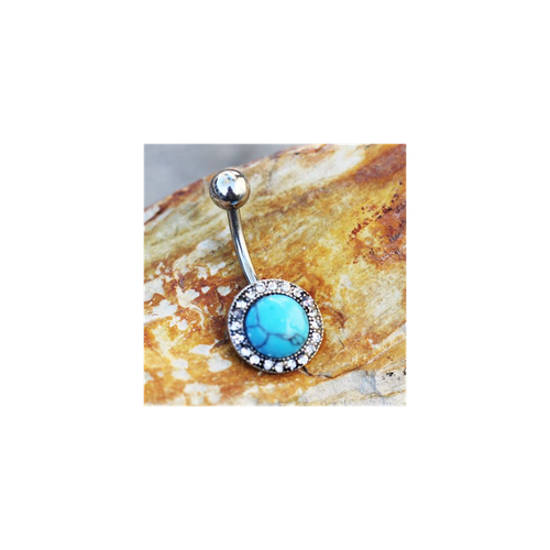 Antique Jeweled Turquoise Navel Ring