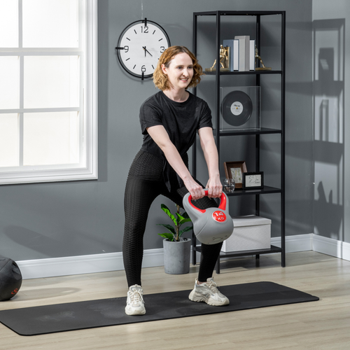 SPORTNOW 14kg Kettle Bell with Handle for Home Gym, Red and Grey