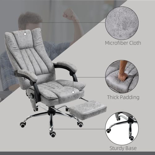 6-Point Vibrating Massage Office Chair w/ Microfibre Upholstery Arms Grey