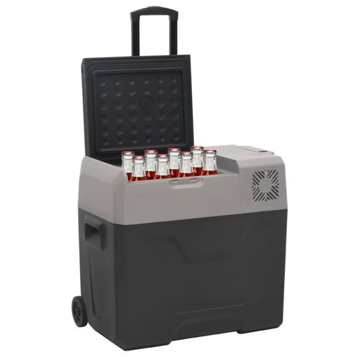 vidaXL Cool Box with Wheel and Handle Black&Grey 40 L Polypropylene