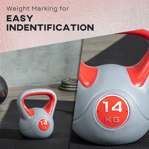 SPORTNOW 14kg Kettle Bell with Handle for Home Gym, Red and Grey