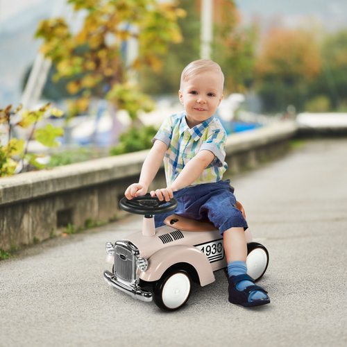 AIYAPLAY Foot To Floor Slider with Steering Wheel for 12-36 Months Cream White