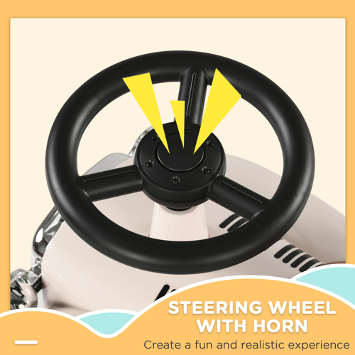 AIYAPLAY Foot To Floor Slider with Steering Wheel for 12-36 Months Cream White