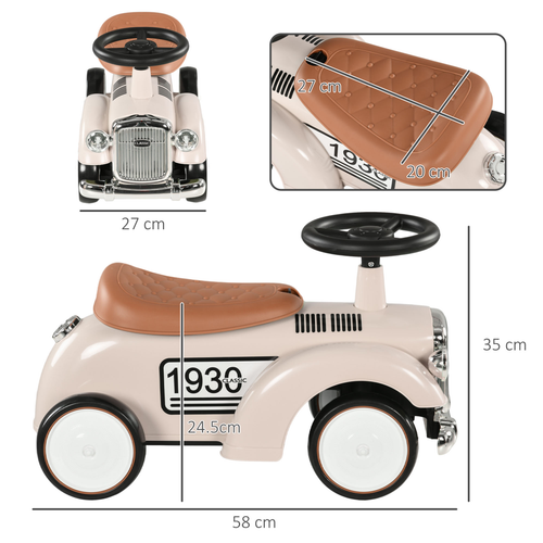 AIYAPLAY Foot To Floor Slider with Steering Wheel for 12-36 Months Cream White
