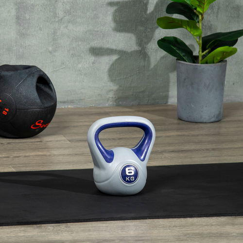 SPORTNOW 6kg Kettle Bell with Handle for Home Gym, Purple and Grey