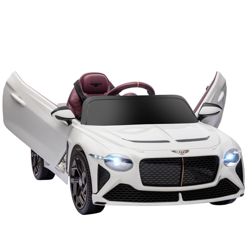 White toy car with open door on a white background