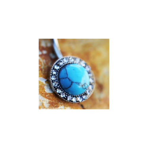 Antique Jeweled Turquoise Navel Ring