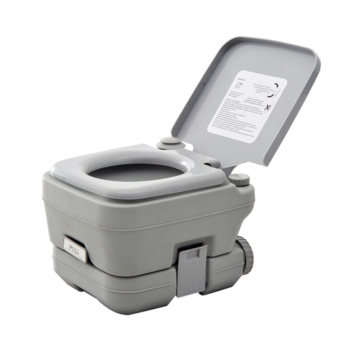 10L Portable Travel Toilet Outdoor Camping with 2 Detachable Tanks Grey HOMCOM