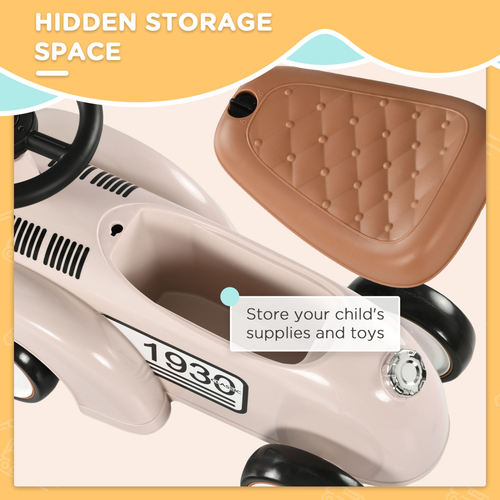 AIYAPLAY Foot To Floor Slider with Steering Wheel for 12-36 Months Cream White