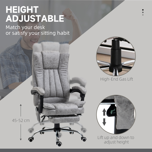 6-Point Vibrating Massage Office Chair w/ Microfibre Upholstery Arms Grey