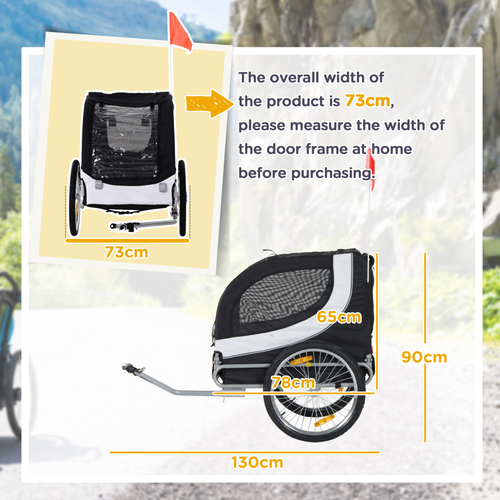 Pet Bicycle Trailer Dog Cat Bike Carrier Water Resistant Travel Steel Black
