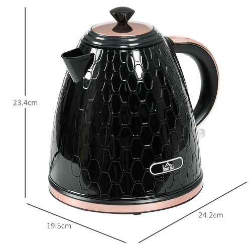 HOMCOM Electric Kettle, Fast Boil, 1.7L, 3kW, Swivel, Auto Shut-off, Black