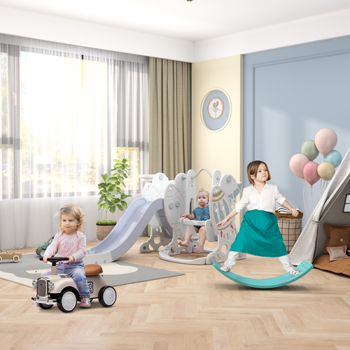 AIYAPLAY Foot To Floor Slider with Steering Wheel for 12-36 Months Cream White