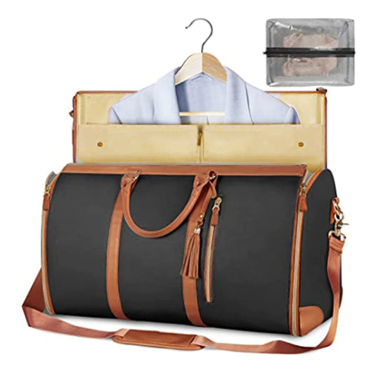 Leather Travel Folding Duffle Bag for Unisex